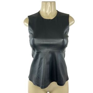 By Malene Birger Leather Top Womens Size 34 Black Pieced Leather Zip Kriseah